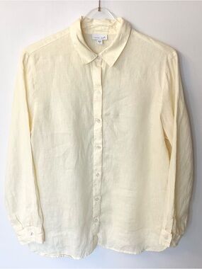 J.Jill Love Linen Long Sleeve Button Up Linen Shirt - Butter Yellow - S